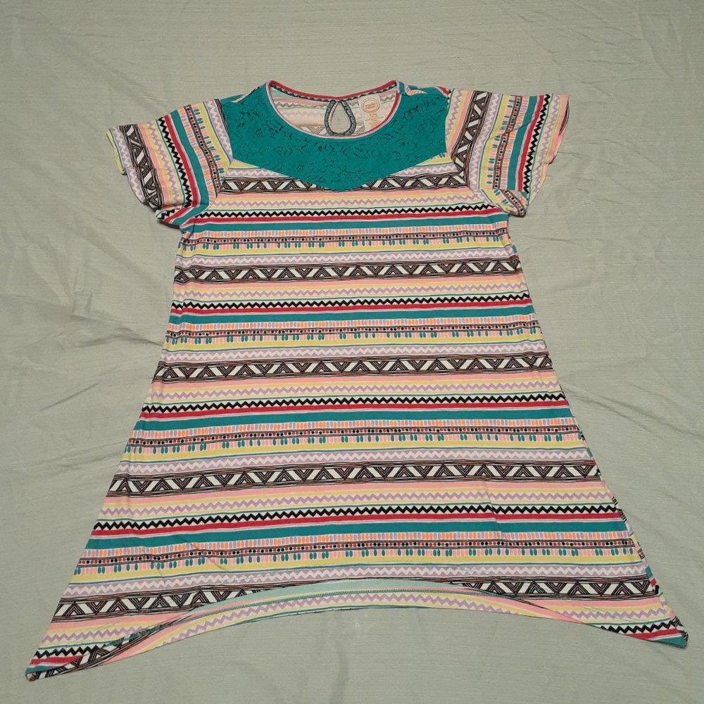 Wonder Nation Girls Native Print Short Sleeve Shirt